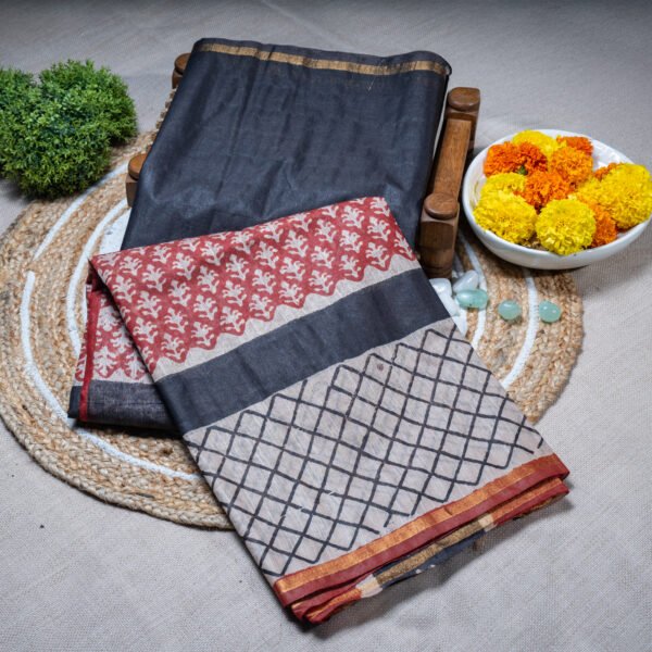 Dharani Art Chanderi Putai Bagru Saree